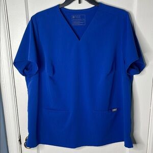 Figs 4XL Royal Blue Scrub Top V-neck Shirt Casma Plus Size 4X Ladies Pockets